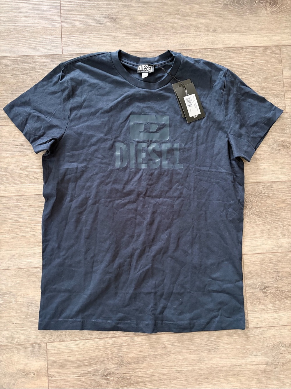 Diesel Navy Short-Sleeve Logo Crew Tee